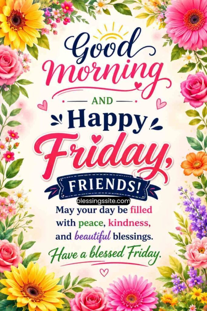 Good morning and Happy Friday, friends! May your day be filled with peace, kindness, and beautiful blessings. Have a blessed Friday.